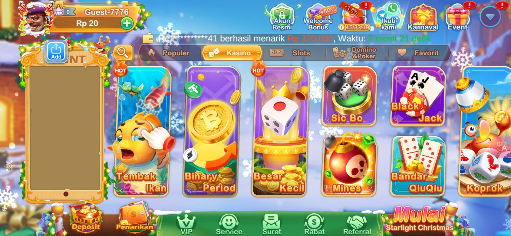 Game kasino populer seperti Tembak Ikan dan Sic Bo tersedia di K3K3 Apk 4 J 2943 0.